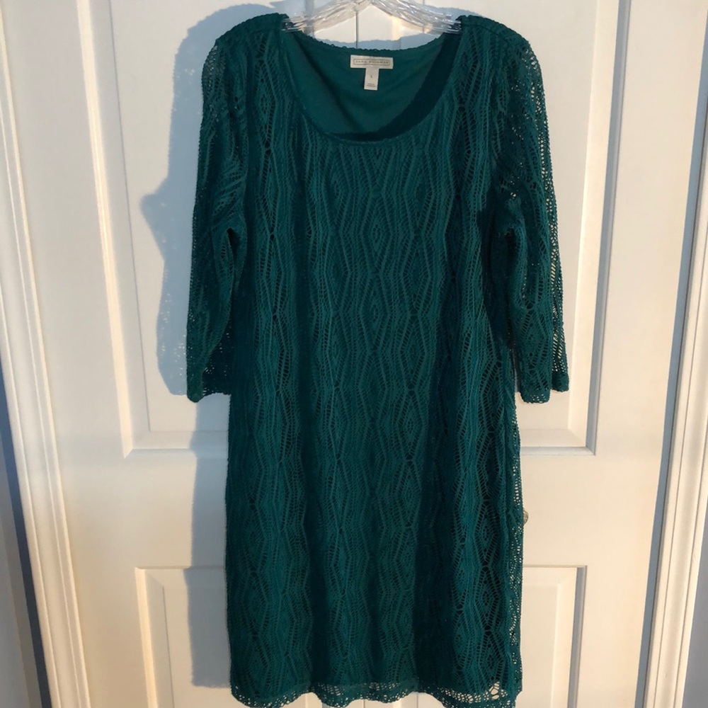 Dana Buchman Teal Lace Overlay Dress